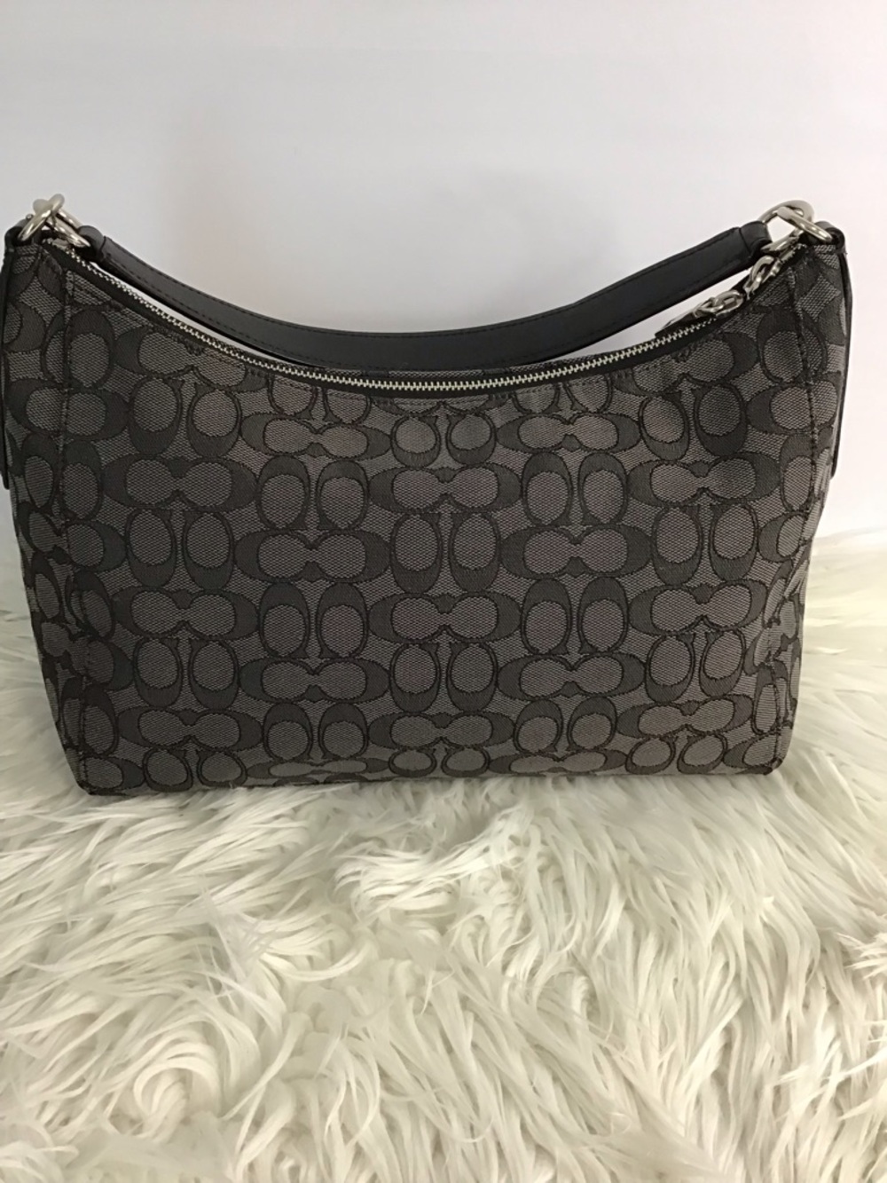 COACH EAST/WEST CELESTE HOBO SIGNATURE BAG BLACK SMOKE/BLACK PRISTINE - Picture 9 of 14
